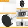 Touch Control Table Lamp with 2 USB Ports and AC Power Outlet 3 Way Dimmable Modern Bedside Nightstand Lamp with White Fabric Shade & Satin Nickle Base for Bedroom Living Room Office LED Bulb Included