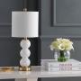 JONATHAN Y JYL1021A February 21'' Glass/Metal LED Lamp Contemporary for Bedroom,Living Room,Office,College Dorm,Coffee Table,Bookcase, White/Brass Gold