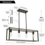 BONLICHT Rectangle Dining Room Lighting Fixture Hanging Oil Rubbed Bronze 4 Light Rustic Farmhouse Linear Chandelier Industrial Vintage Kitchen Island Metal Cage Pendant Light with Adjustable Rods