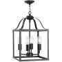 MELUCEE Lantern Chandelier 4 Lights Black Farmhouse Pendant Light, Industrial Vintage Dining Room Lighting Fixtures Hanging Kitchen Island Lighting Foyer Chandelier