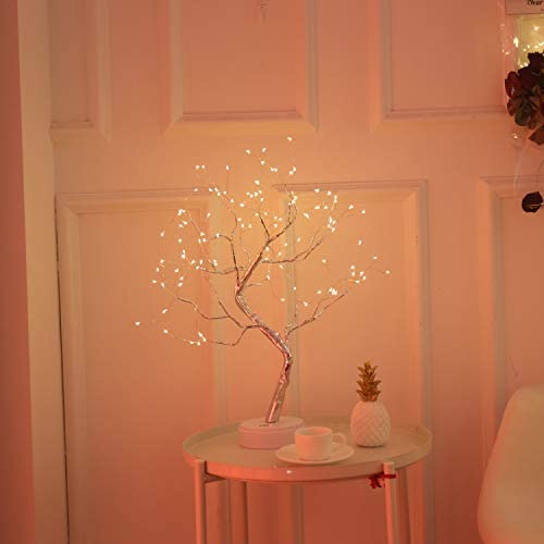 KHTO DIY Led Desk Tree Lamp, Desk Table Decor 108 LED Head Lights for Home,Bedroom, Indoor,Wedding Party, Decoration Touch Switch Battery Powered or USB Adapter