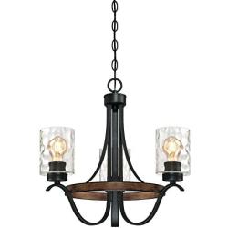 Westinghouse Lighting 6331800 Barnwell Three-Light Indoor Chandelier, Textured Iron and Barnwood Finish with Clear Hammered Glass, 3, Iron & Barnwood