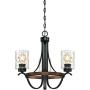 Westinghouse Lighting 6331800 Barnwell Three-Light Indoor Chandelier, Textured Iron and Barnwood Finish with Clear Hammered Glass, 3, Iron & Barnwood