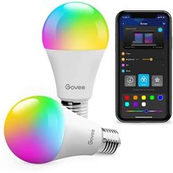 Govee LED Light Bulbs, Dimmable RGBWW Color Changing Bluetooth Light Bulb with App, Music Sync, 9W 60W Equivalent Bulbs, A19, E26, for Home Living Room Bedroom Party 2 Pack (Dont Support WiFi/Alexa)