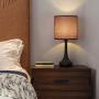 HAITRAL Small Table Lamps - Vintage Nightstand Lamps Set of 2, Bedside Desk Lamps for Bedroom, Living Room, Office, Kids Room with Metal Base & Fabric Lamp Shade - Wine Red (HT-BTL10-34X2)