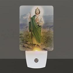 Saints Collection Unique St. Jude Plug In LED Night Light with Automatic Dusk to Dawn Sensor, Devotional Night Light, For Nursery, Bathroom, Bedroom, Kids Room, and Hallway