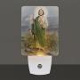 Saints Collection Unique St. Jude Plug In LED Night Light with Automatic Dusk to Dawn Sensor, Devotional Night Light, For Nursery, Bathroom, Bedroom, Kids Room, and Hallway