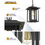 Beionxii Outdoor Pendant Light | Exterior Hanging Lantern, Chain Adjustable, Sand Textured Black with Clear Glass - A197H-1PK