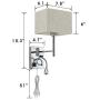 Bedside Wall Mount Light with Outlet and Dimmable Switch, LED Reading Swing Arm Fabric Shade Wall Sconce Light with Plug in Cord, Perfect for Bedroom, Living Room and Hotel