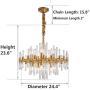 Moooni Modern Luxury Round Crystal Chandeliers Brass Pendant Ceiling Light Fixture for Kitchen Island Dining Room Brass Frame D 24.4”x H23.6”