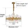 Moooni Modern Luxury Round Crystal Chandeliers Brass Pendant Ceiling Light Fixture for Kitchen Island Dining Room Brass Frame D 24.4”x H23.6”