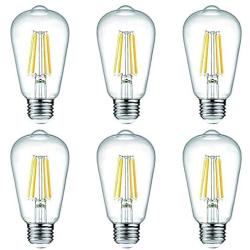 TANGCISON Edison LED Light Bulb,Warm White 2700k Soft Mood Lighting (6 Pack), Flicker Free 800 Lumens 60 Watt Output, E26 Base,Non Dimmable