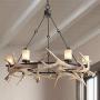Antler Lodge Black Large Round Chandelier 36 3/4'' Wide Country Cottage Rustic LED Woven Deer Horn 6-Light Fixture for Dining Room House Island Entryway Bedroom Living Room - Franklin Iron Works
