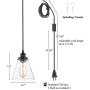 WOXXX Glass Plug In Pendant Light Black Farmhouse Pendant Lighting Plug In For Kitchen Island Living Room Bedroom Industrial Hanging Light Fixture Hanging Lamp With Plug In Cord, In-Line On/Off Switch