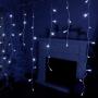 WATERGLIDE 360 LED Christmas Icicle Lights Outdoor Dripping Icicle String Light, 29.5ft 8 Modes Curtain Fairy Lights with 60 Drops, Indoor Xmas Holiday Wedding Party Decorations, Cool White