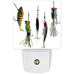 Night Lights Auto Sensor Various Types of Fishing Baits Plug-in LED Nightlights Dusk to Dawn for Living Room,Bedroom, Kitchen, Hallway, Stairways, Corridor Fishing Decor