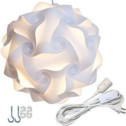 Lightingsky Ceiling Pendant DIY IQ Jigsaw Puzzle Lamp Shade Kit with 15 Feet Hanging Cord (White, L-12 inch)