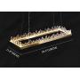 Siljoy Modern Rectangle Crystal Chandelier Gold Hanging Pendant Lighting LED Light Fixture with Metal Base Icicle Shade for Dining Table Kitchen Island Living Room, Length 39.3 Inches