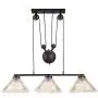 KWOKING Lighting Industrial Pulley Pendant Light Vintage 3 Lights with Pleated Frosted Glass Shade Adjustable Barn Hanging Lamp for Living Room,Dining Room,Farmhouse