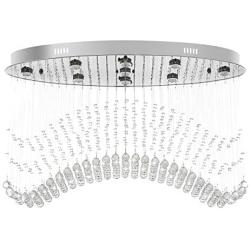 7PM W40'' Modern Wave Oval Chandelier, Raindrop Crystal Ceiling Light Fixture for Dining Room Kitchen Living Room