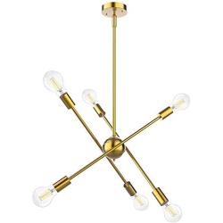 Rottogoon Sputnik Chandelier, 6 Lights Modern Chandelier, Pendant Lighting Ceiling Light Fixture for Hallway, Bar, Foyer, Living Room, Dining Room, Kitchen, Bedroom (Gold, Brushed Brass)