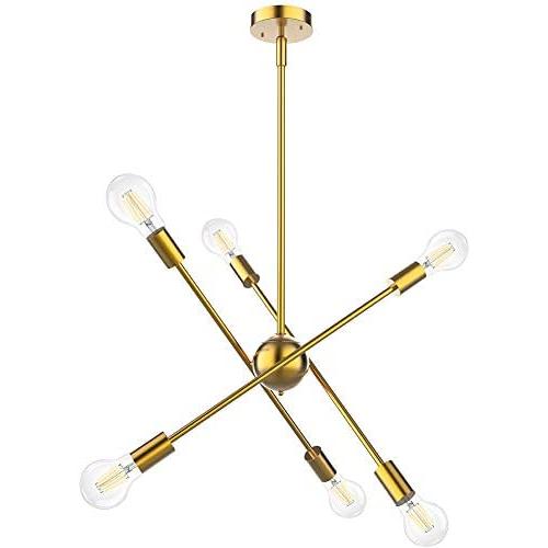 Rottogoon Sputnik Chandelier, 6 Lights Modern Chandelier, Pendant Lighting Ceiling Light Fixture for Hallway, Bar, Foyer, Living Room, Dining Room, Kitchen, Bedroom (Gold, Brushed Brass) Rottogoon Sputnik Chandelier, 6 Lights Modern Chandelier, Pendant Lighting Ceiling Light Fixture for Hallway, Bar, Foyer, Living Room, Dining Room, Kitchen, Bedroom (Gold, Brushed Brass)