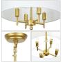 T&A Classic Brass 4-Light Chandelier with White Linen Drum Shade,18'' Pendant Light Lights for Foyer Dining Room Living Room