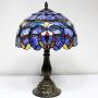 Tiffany Style Lamp Stained Glass Table Reading Light Blue Purple Cloud Shade W12H18 Inch S558 WERFACTORY Lamps Parent Lover Living Room Bedroom Office Study Bedside Bookcase Desk Antique Craft Gift