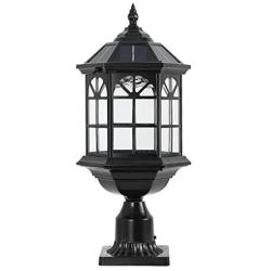 GYDZ Outdoor Solar Post Light Fixture Solar Pier Light Outdoor，Pillar Light for Garden, Front Door, Vintage Window Design Die Cast Aluminum in Oil-Rubbed Black with Clear Glass，Hard Wired Available