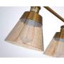 Rustic Farmhouse Glass Kitchen Island Lighting, Amber Crackle Glass Linear Chandelier, 3 Lights Adjustable Rods Industrial Pendant Light Fixture for Kitchen Island Dining Room, Antique Gold