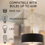 Kira Home Adelade 22'' Modern 3-Light Drum Pendant Chandelier, Black Fabric Shade, Tempered Glass Diffuser, Adjustable Height, Warm Brass Finish