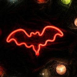 Red Bat Led Neon Light Art Decorative Novelty Neon Sign Wall Table Decor for Christmas Party Children’s Room Living Room Bar Hotel Decoration