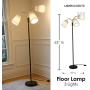 3 Light Adjustable Floor Lamp by Light Accents - Medusa 3 Light Standing Lamp - Multi Head Standing Lamp with 3 Adjustable White Fabric Reading Lamps - Lamps for Living Room (Black)