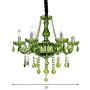 LAKIQ Green Crystal Chandelier Light Fixture Candle Shape Modern Living Room Hanging Pendant Chandelier Lighting for Dining Room Bedroom Kitchen Restaurant (6 Lights)