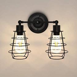 Farmhouse Wall Lamp 2-Light Industrial Vanity Light Rustic Wall Light Fixture Sconce for Bathroom Bedroom Foyer Headboard