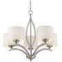 Ariano Brushed Nickel Chandelier 27 1/4'' Wide Modern White Linen Drum Shades 5-Light Fixture for Dining Room House Foyer Kitchen Island Entryway Bedroom Living Room - Possini Euro Design