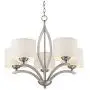 Ariano Brushed Nickel Chandelier 27 1/4'' Wide Modern White Linen Drum Shades 5-Light Fixture for Dining Room House Foyer Kitchen Island Entryway Bedroom Living Room - Possini Euro Design