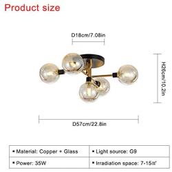Modo Lighting 5 Light Semi Flush Mount Ceiling Light Vintage Metal Brushed Nickel Sputnik Chandelier Light Fixture Industrial Ceiling Lamp for Living Room Kitchen Hallway Restaurant