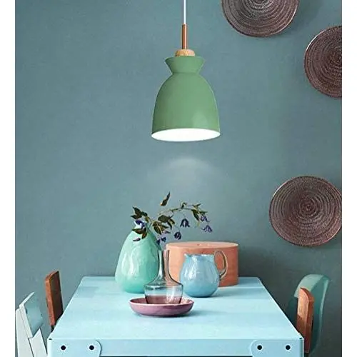LAKIQ Modern Mini Colorful Pendant Light Nordic Lovely Hanging Ceiling Lighting Kitchen Island Lights for Dining Room Restaurant Bar Living Room (Green)
