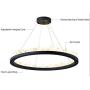 TFCFL Modern LED Crystal Chandelier, 1-Ring Contemporary Pendant Light Warm White Light Adjustable Chain Ceiling Hanging Lights Fixtures for Bedroom Dining Room Living Room (Black)