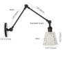 Industrial Vintage Swing Arm Wall Vanity Light Fixture Funnel Flared Pattern Glass Shade for Vanity Bathroom Living Room Light Fixture,Black.