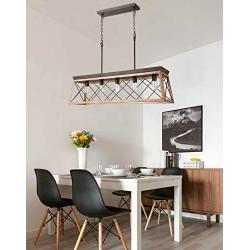 Industrial Five-Light Farmhouse Linear Pendant Light Hanging Ceiling Fixture Light Adjustable Height Chandeliers for Kitchen, Dining Room