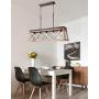 ACTION CLUB Industrial Five-Light Farmhouse Linear Pendant Light Hanging Ceiling Fixture Light Adjustable Height Chandeliers for Kitchen, Dining Room