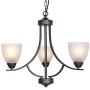 VINLUZ 3 Light Shaded Contemporary Chandeliers with Alabaster Glass Oil Rubbed Bronze Modern Light Fixtures Ceiling Hanging Mid Century Pendant Lighting for Dining Room Living Room Hallway Bedroom