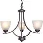 VINLUZ 3 Light Shaded Contemporary Chandeliers with Alabaster Glass Oil Rubbed Bronze Modern Light Fixtures Ceiling Hanging Mid Century Pendant Lighting for Dining Room Living Room Hallway Bedroom