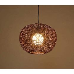 LAKIQ Farmhouse Globe Single Pendant Light Creative Rattan Kitchen Island Lighting Modern Hanging Ceiling Pendant Lights for Dining Room Living Room Restaurant Stores(Brown,8)