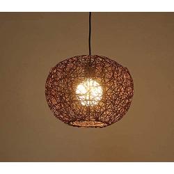 LAKIQ Farmhouse Globe Single Pendant Light Creative Rattan Kitchen Island Lighting Modern Hanging Ceiling Pendant Lights for Dining Room Living Room Restaurant Stores(Brown,8)