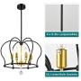 Trongee Industrial Pendant Light Fixtures Black Metal Pendant Lights Rustic Farmhouse Chandelier for Kitchen Dining Room Living Room Foyer Hallway Loft (Large)