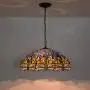 18Inches Dragonfly Tiffany Style Pendant Light,Handmade Stained Glass Lamp Shade, Adjustable Metal Suspension Chain Pendant Lamp for Living Room Dining Room Bedroom 110-240V E27(50CM X100cm)