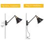 HAITRAL Sconces Wall Lighting-Dimmable Swing Arm Wall Lamps with On/Off Switch & Plug in Wall Mounted Lamps, Wall Sconces Set of 2 for Bedroom,Bedside,Living Room,Dorm- Black&Brass